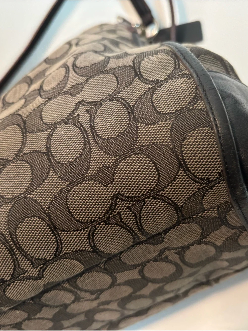 COACH ($385) Phoebe Beige/Dark Brown Jacquard Signature Shoulder Bag AUTHENTIC